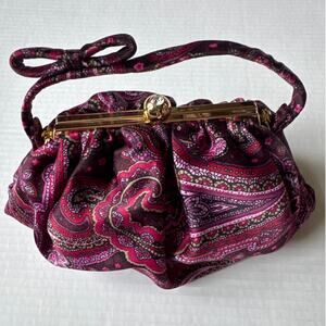 Retro Paisley Ann Taylor Loft Evening Bag Gemstone kiss opening Bow handle